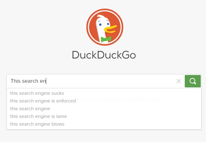 DuckDuckGo auto suggestion