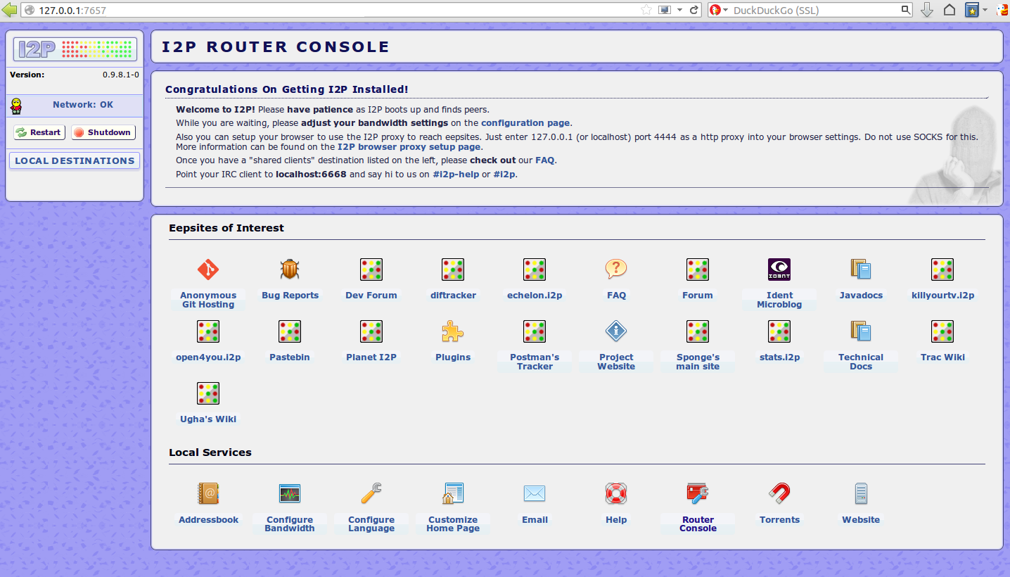 The I2P user interface