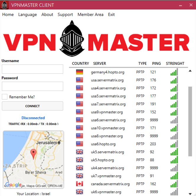 VPN Master Server Interface