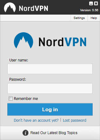 NordVPN app log in