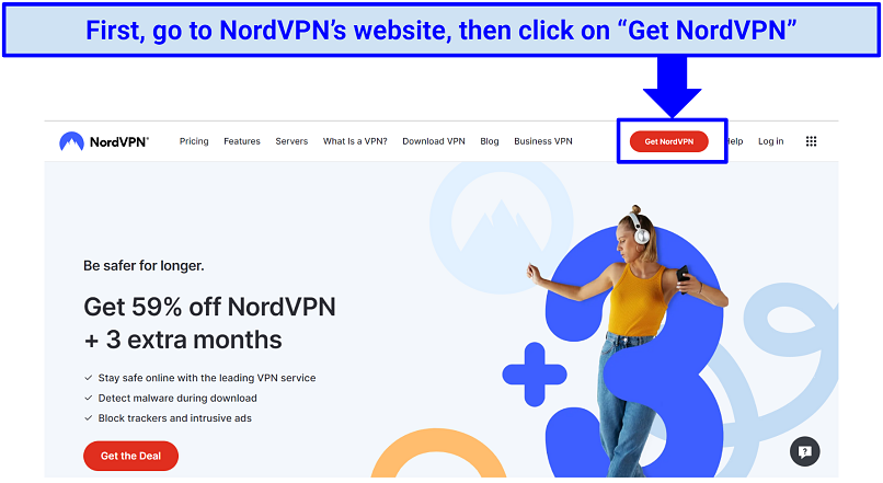 Screenshot of NordVPN home page