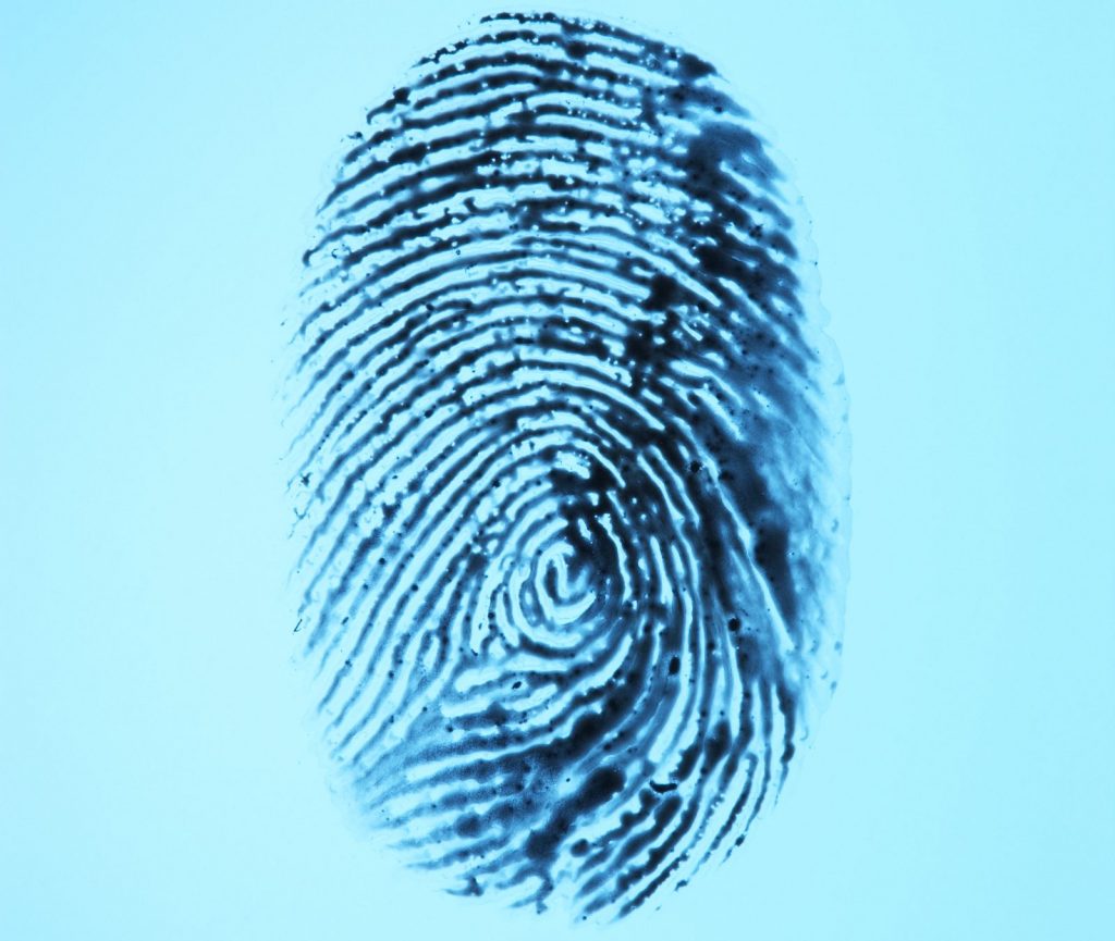 Fingerprint on blue background