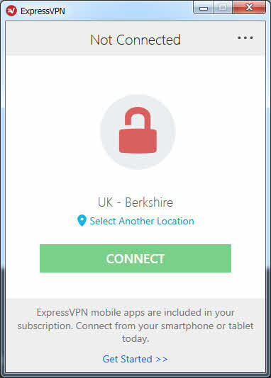 screenshot of ExpressVPN's UI