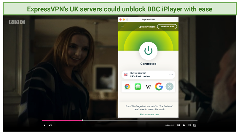 Graphic showing ExpressVPn with BBC iPlayer