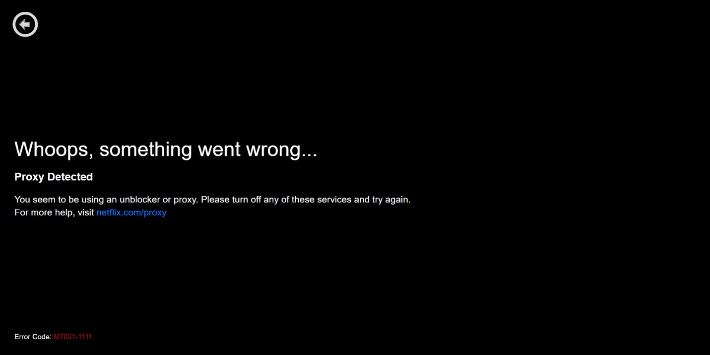 Netflix error screen