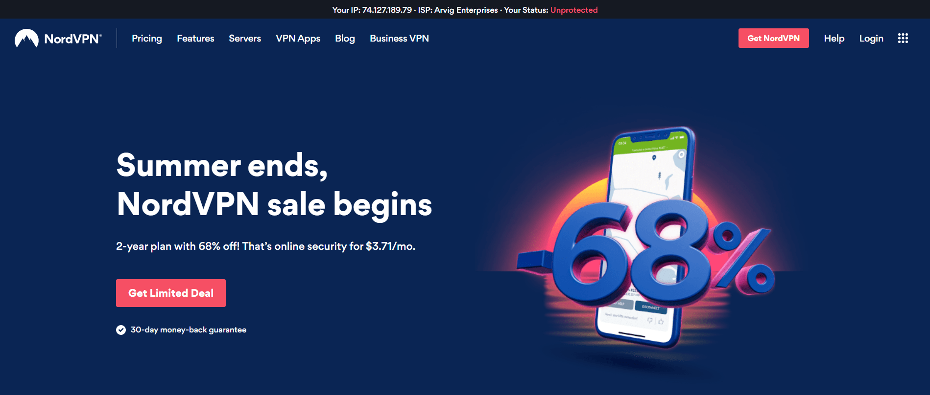 NordVPN homepage