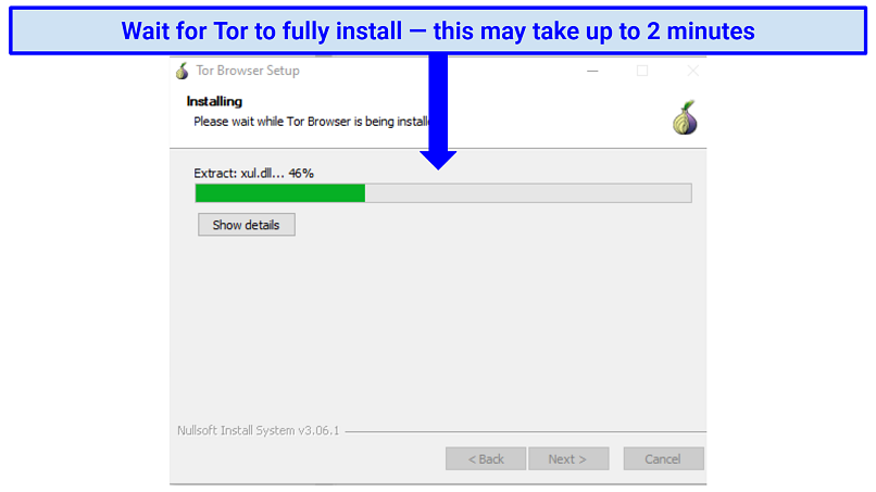 Instructions showing Tor's installation step