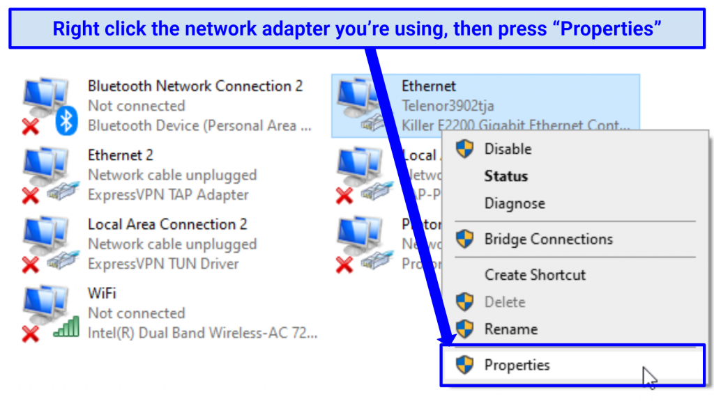 Netflix VPN 블록을 우회하기 위해 Windows에서 IPv6을 비활성화하는 방법을 보여주는 스크린 샷