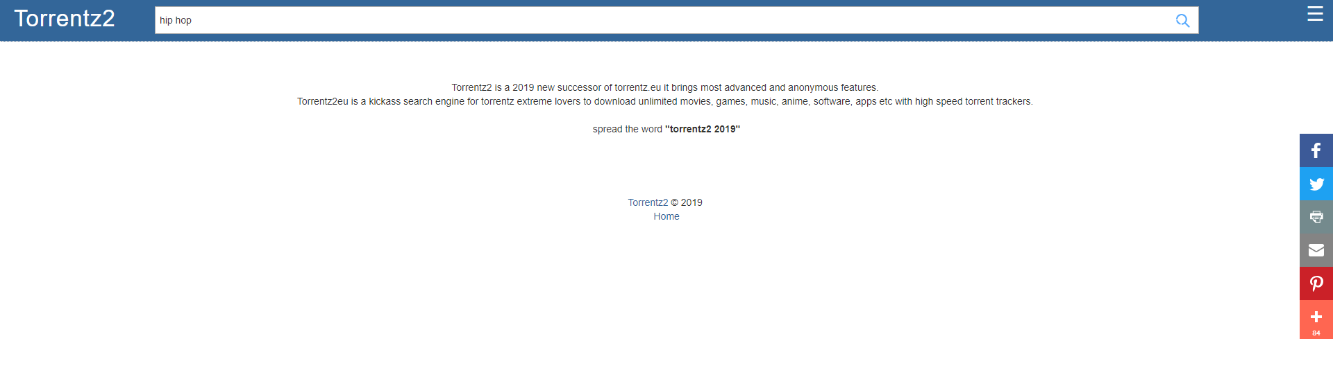 TorrentZ2 website screenshot