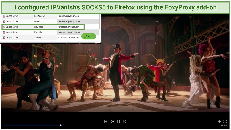 Captura de pantalla que muestra cómo acceder a SOCKS5 Detalles de inicio de sesión del sitio web de Ipvanish para transmitir películas