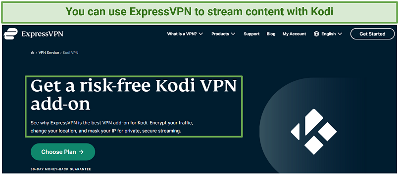 A screenshot showing ExpressVPN is an excellent addon VPN for Kodi