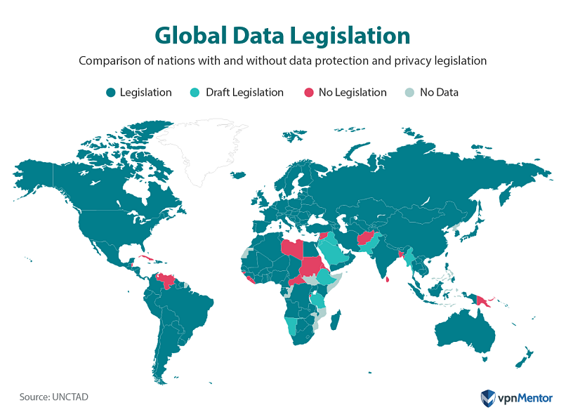 A global map of each country's data protection and privacy legislation