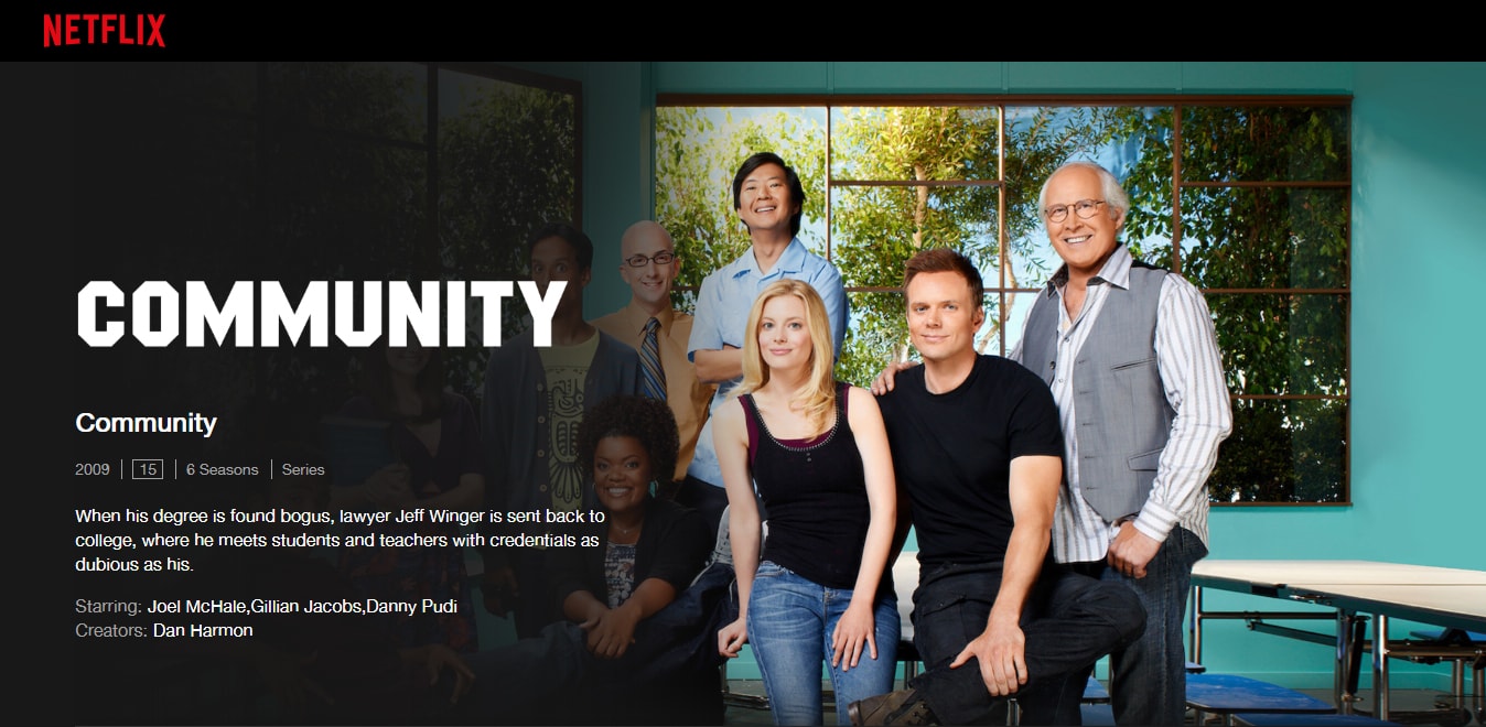 A screenshot of Community on Netflix.