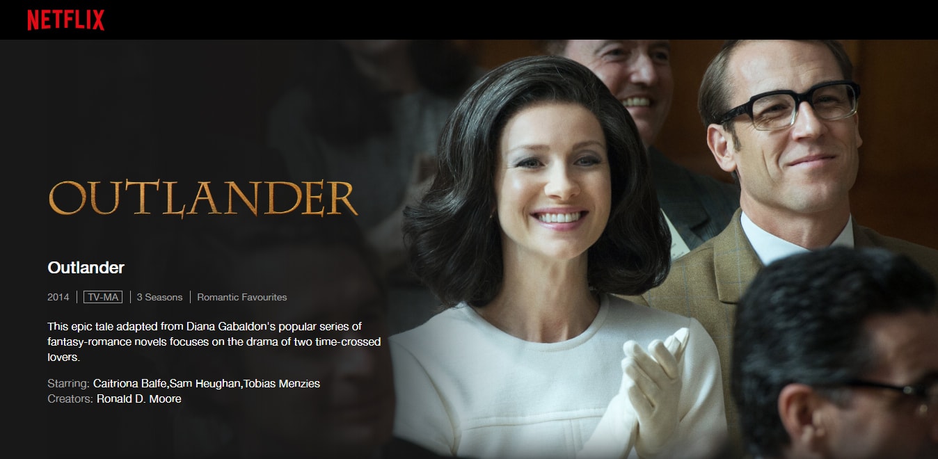 A screenshot of Outlander on Netflix.
