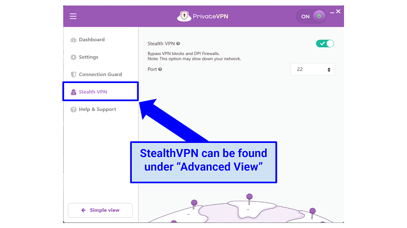 Graphic showing PrivateVPN's StealthVPN feature