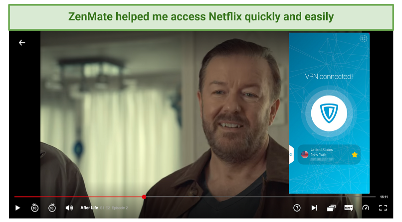 Graphic showing ZenMate with Netflix