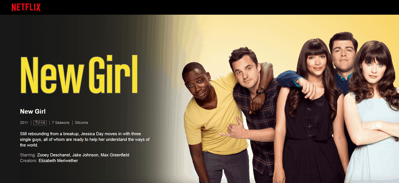 A screenshot of New Girl on Netflix.