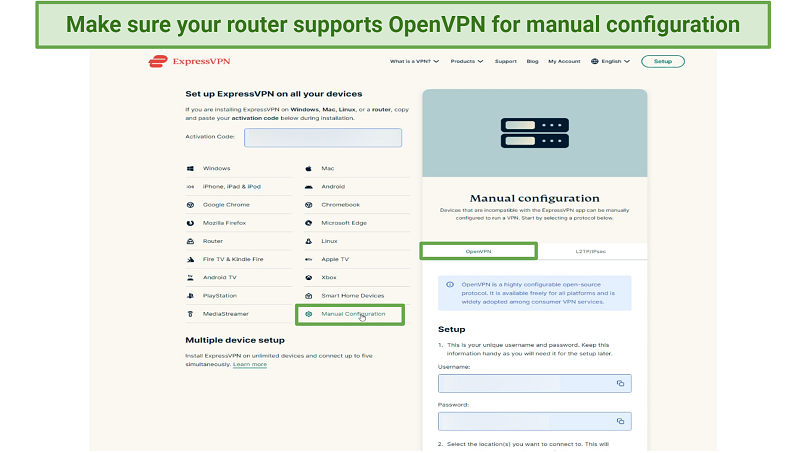 A screenshot of ExpressVPN's main settings page