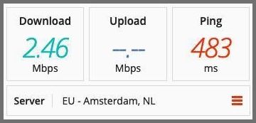 Speed test on an ibVPN server using Tor over VPN