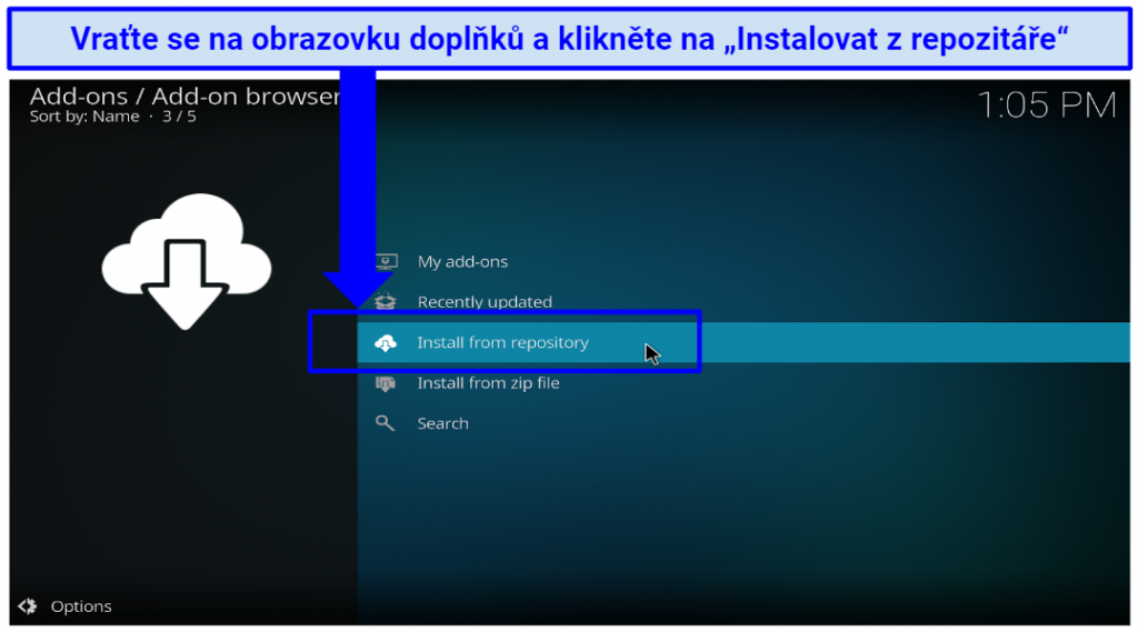 graphic showing Kodi's Install from Repository option