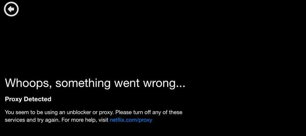 Message d'erreur Netflix