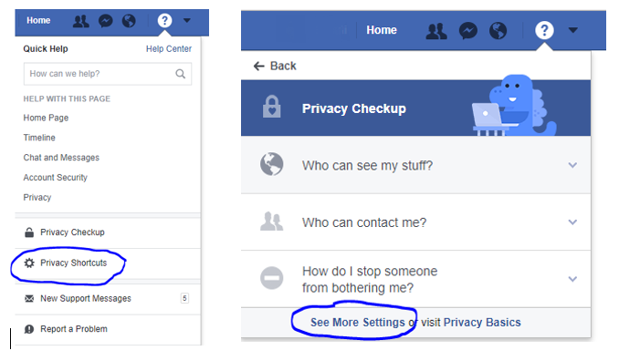 Getting to Facebook Privacy Page