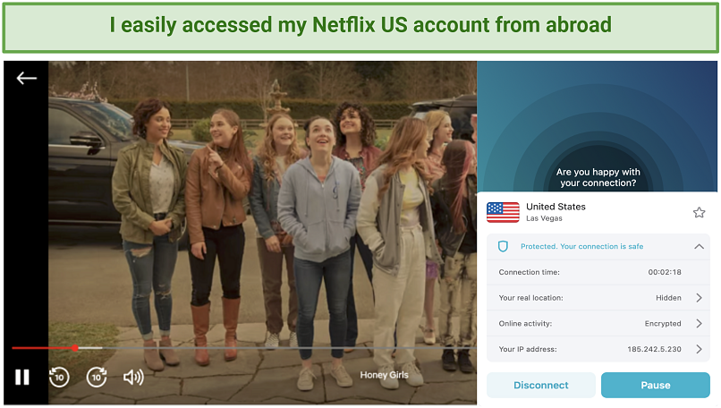 Screenshot of Surfshark unblocking Netflix US