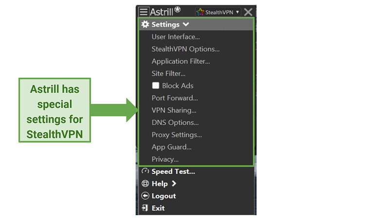 graphic showing StealthVPN on AstrillVPN