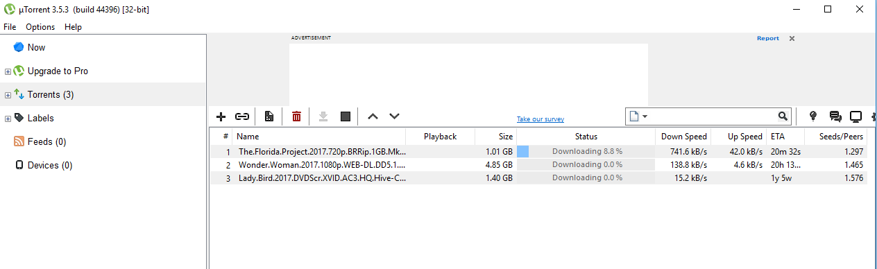 Utorrent interface