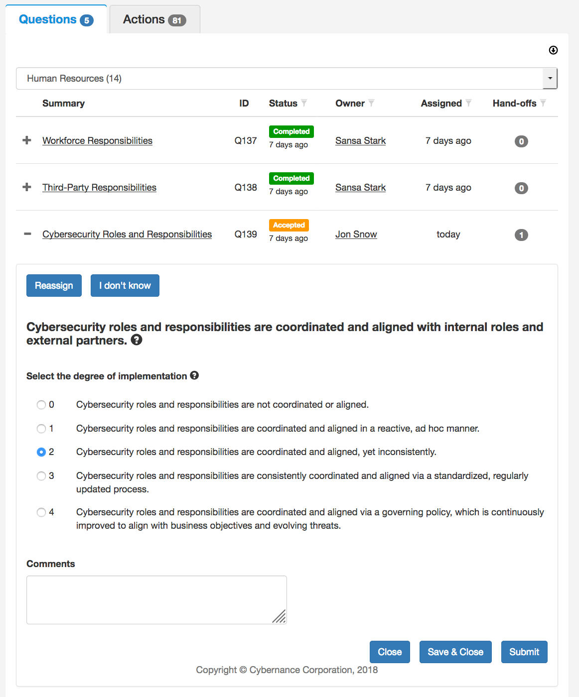 Cybernance Questionnaire