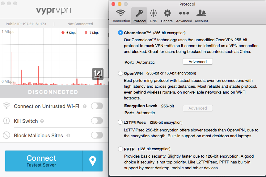 VyprVPN protocols