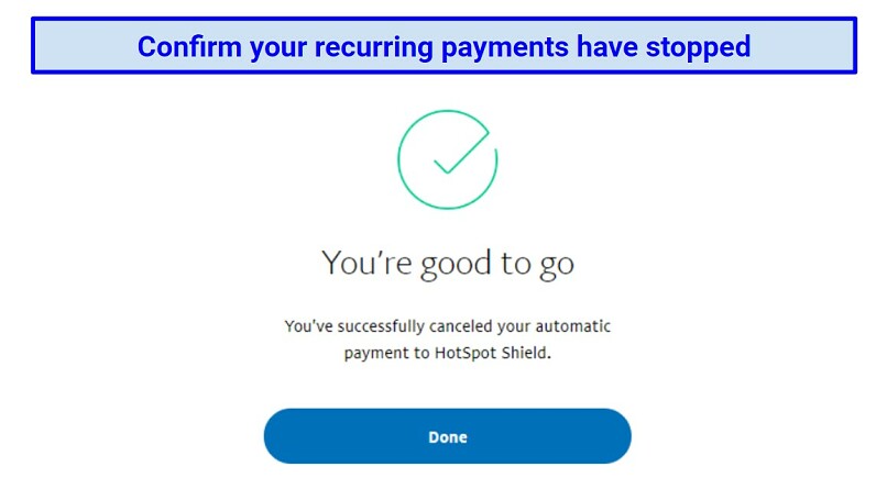 Image showing Hotspot Shield PayPal payments stopped