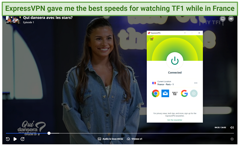 Watching TF1 with ExpressVPN's French server
