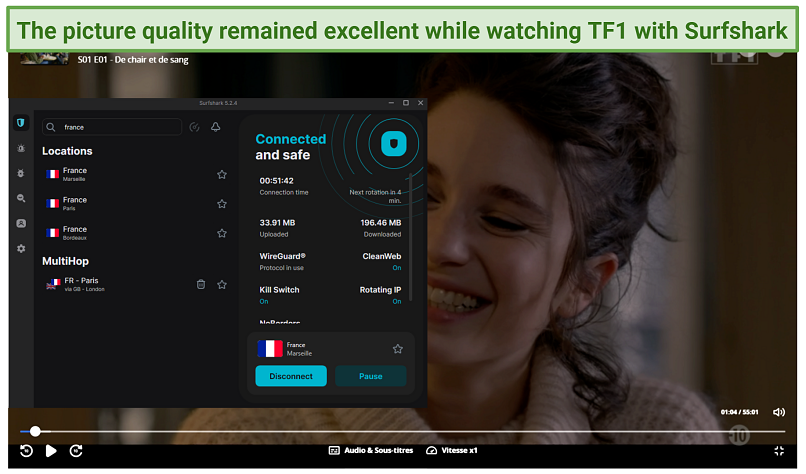 Watching TF1 with Surfshark's French server