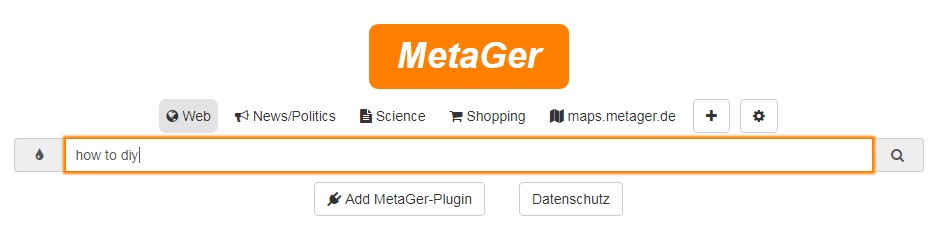 MetaGer Landing Page