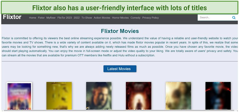 A screenshot of Flixter's interface