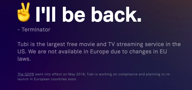 Tubi error message