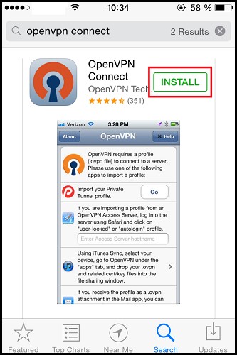 screenshot of Apple AppStore OpenVPN Connect