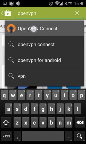 screenshot of OpenVPN Connect app in Google Play Store