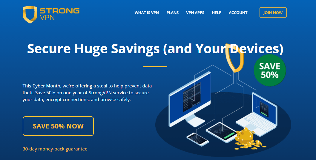 Screenshot of StrongVPN's Black Friday/Cyber Monday Deal.