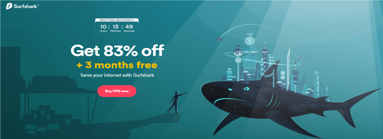 Screenshot of Surfshark's latest Black Friday/Cyber Monday deal.