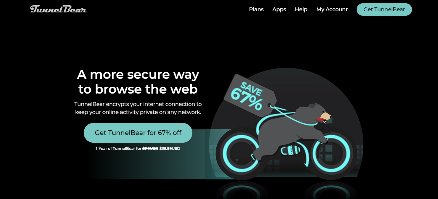 Screenshot of TunnelBear's Black Friday/Cyber Monday Deal