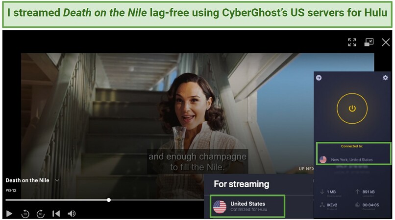 Unblocking Hulu on CyberGhost's Hulu-optimized servers