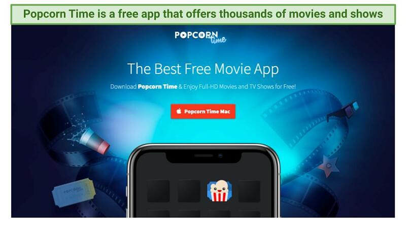 Screenshot of Popcorn Time's homepage