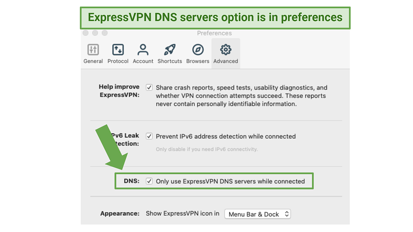 ExpressVPN Alt Text: Captura de pantalla que muestra cómo habilitar el uso de ExpressVPN