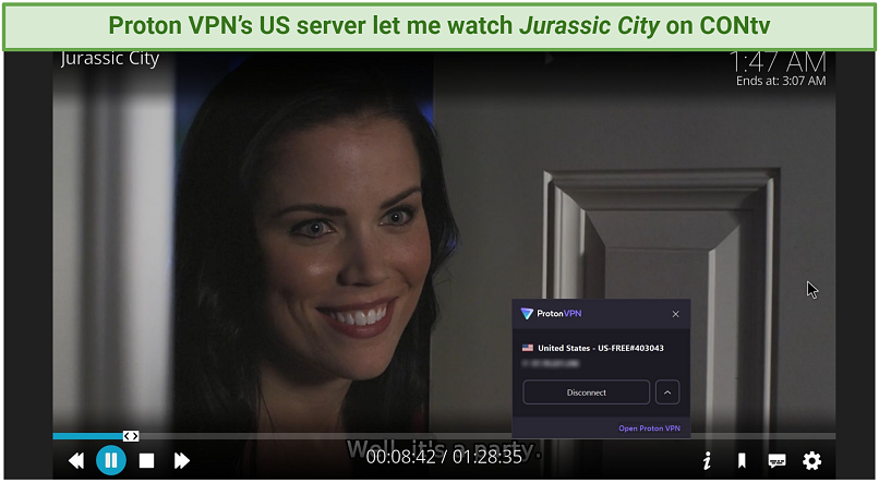 A screenshot showing Proton VPN is a great option for enjoying HD content on Kodi
