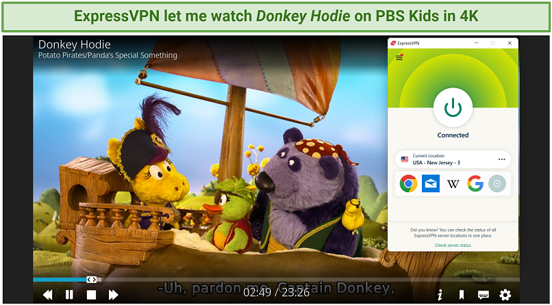 A screenshot showing ExpressVPN is fast enough to stream Kodi content in UHD