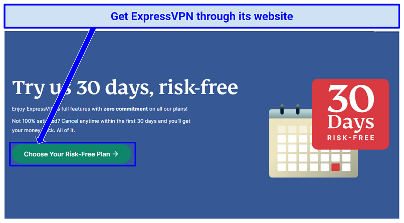 Zrzut ekranu strony rejestracyjnej na ExpressVPN za pośrednictwem swojej strony internetowej