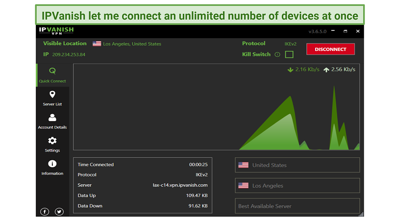 Graphic showing IPVanish interface