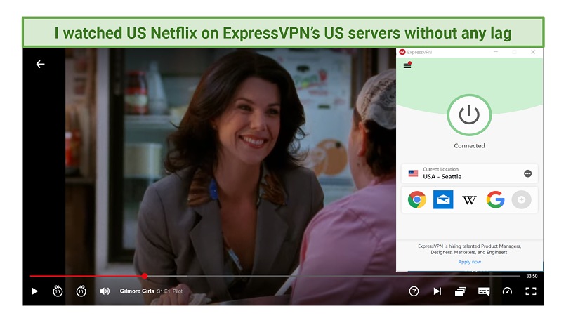 Graphic showing Netflix on ExpressVPN